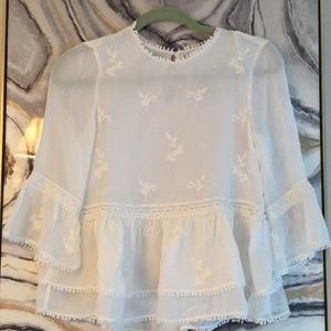 NWOT Zara white eyelet top XS